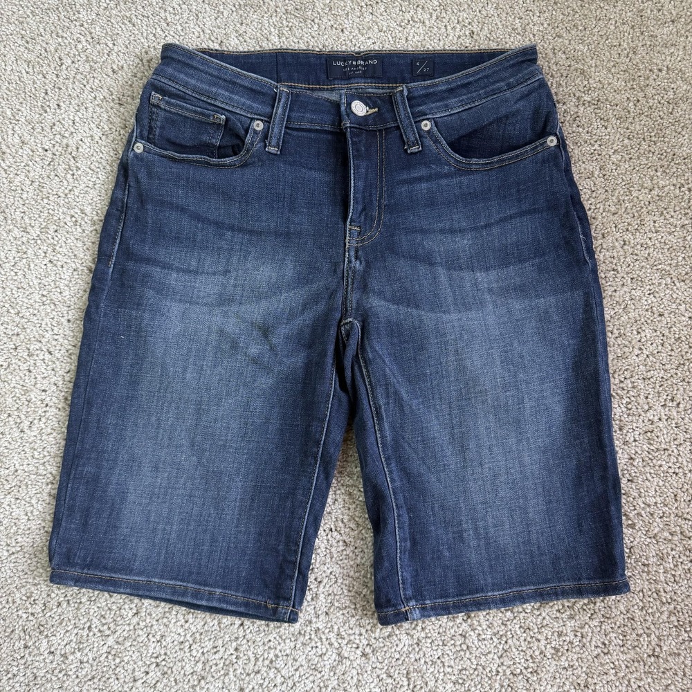 Lucky Brand Denim Shorts Womens 4 27W Blue The Bermuda Mid Length Summer Casual